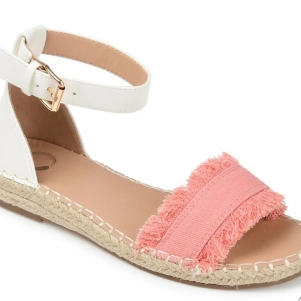 Journee Collection Tristeen Espadrille Sliver Wedge Sandals Pink,Size 6.5 NIB
